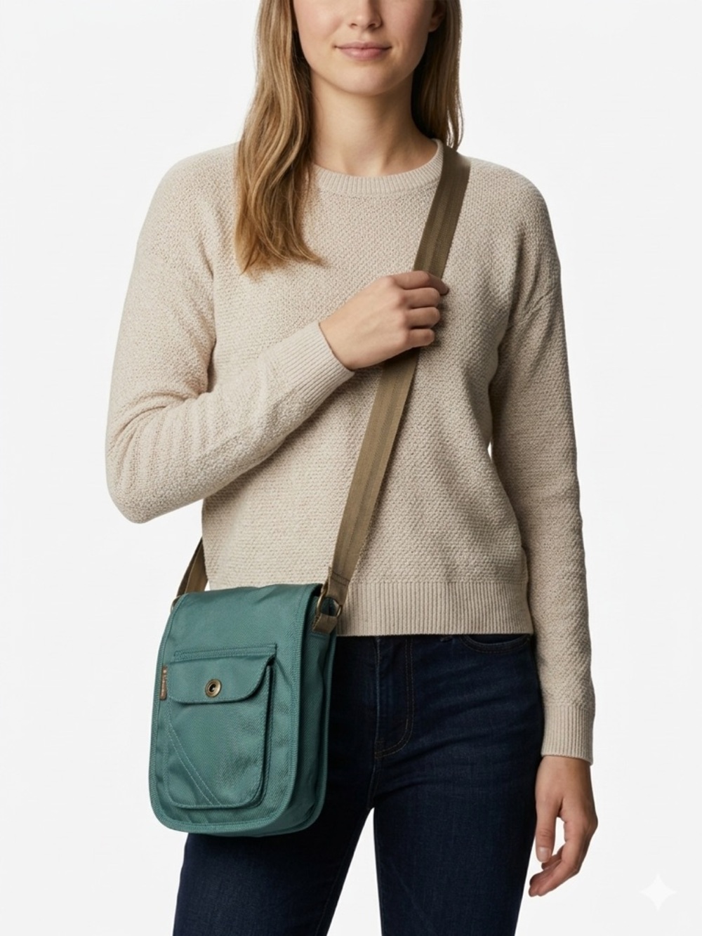 Columbia Teal Blue Crossbody Bag Travel Hike Messenger Purse Adjustable Strap